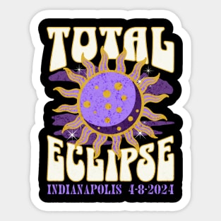 Total Eclipse 2024 Indianapolis Retro Groovy Sticker